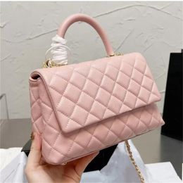 Tote bag CF totes bags women flap bag top handle quilted grained calfskin gold-tone small pink caviar cowhide Crossbody bag mini handbag shank Shoulder 20cm