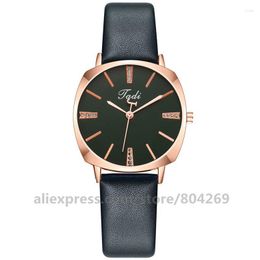 Wristwatches Luxury Women Delicate Design Leather Watch High Quality Square Quartz S