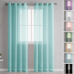 Curtain 2Pcs Window Easy To Instal Solid Colour Gauze 100x250cm Living Room Tulle Drapes Home Decor