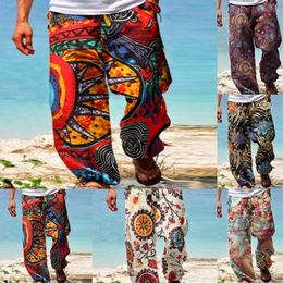 2023 Pantaloni da uomo Estate Uomo Baggy Design stampato casual Pantaloni a gamba larga Retro Vintage Beach Hawaiian Loose Man Streetwear