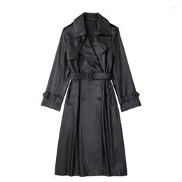 Women's Trench Coats Women's Jackets Spring 2023 Woman Coat Pu Faux Fur Long Outerwear Windbreaker Down Female Outer Korea