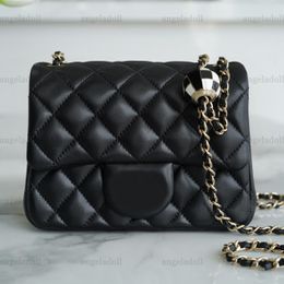 10A Mirror Quality Designers Mini Square Flap Bag Womens Real Leather Lambskin Quilted Purse Rectangular Black Handbag Crossbody Shoulder Football Chain Box Bag