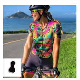 Racing Sets Women's Cycling Triathlon Suit Women Long Sleeve Skinsuit One Piece Bike Jumpsuit Bodysuit Summer Trajes Ciclismo Mujer