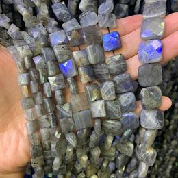 Crystal Natural Gray Labradorite Beads 15'' Faceted Square DIY Loose Beads For Jewelry Making Women Men Beads Necklace Bracelet Gift