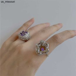 Band Rings S925 sterling silver irregular ring stereo morning glory crystal diamond female design sense opening can be adjusted J230522