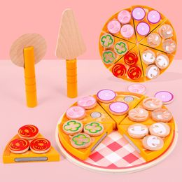 Kitchens Play Food 27pcs Pizza Wooden Toys Food Cooking Simulation Tableware Children Kitchen Pretend Play Toy Fruit Vegetable Cutting Game 230520