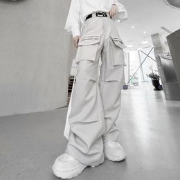 Men's Pants ARENS Techwear Cargo Men Black Trousers Male Korean Streetwear Hip Hop Pleated Loose Casual Safari Style Darkwear