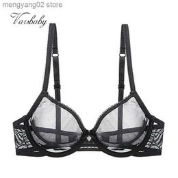 Bras Varsbaby unlined solid lingerie bow ultra-thin yarn underwear breathable sexy plus size CDE cup bras T230522