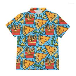 Men's Casual Shirts EU Size Men Summer 3D French Fries Pizza Printed Button Holiday Party Food Printing Short Sleeve Oversize