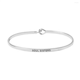 Bangle Simple SOUL SISTERS Letters Fashion Jewelry Silver Rose Gold Color Cuff Bracelets & Bangles For Women Man Lovers' Gift