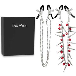 factory outlet LANWAN Kits Clamps with Chain Nipple Clips Bondage Accessories Body Breasts Clip Sex Toys for Women