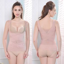 Women's Shapers Thin Breathable Mesh Tight U Collar Belly And Eaist Binder Chest Support Body Shaping Summer Woman Bodysuit Vest Plus Size