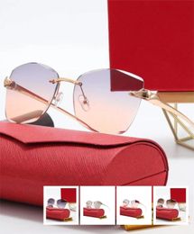 2023 Brand designer Sunglasses women Rimless sunglasses men goggle Good Quality Fashion metal Adumbral vintage female male UV400 Rectangle sunglasses