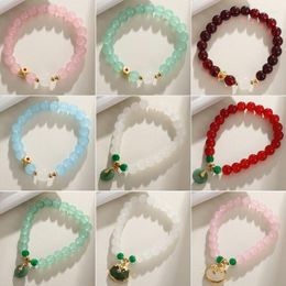 Strand Exquisite Luxury Sweet Lovely Imitation Jade Beaded Bracelet For Ladies Girls Elegant Temperament Daily Casual Jewellery Wholesale