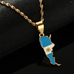 Pendant Necklaces Gold Colour Argentine Flag Charm Enamel Jewellery Argentina Map For Women