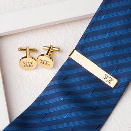 Customised Cufflinks for Men Name Men Tie Clip Personalised Engraving Letter Stainless Steel Shirt Button Wedding Groomsmen Gift