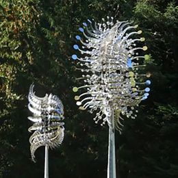 Decorative Objects Figurines Patio Garden Lawn Outdoor Decoration Unique Wind Collectors Magical Kinetic Metal Windmill Spinner Solar Powered Catchers 230522