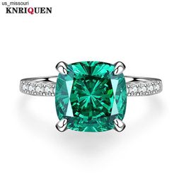 Band Rings 2022 New 100 925 Sterling Silver 4ct Emerald Topaz Lab Diamond Rings for Women Gemstone Wedding Party Fine Jewellery Charms Gift J230522