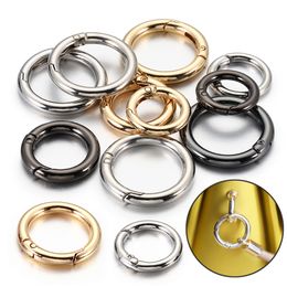 10pcs/5pcs Openable Metal Spring Clasp Ring Round Carabiner Keychain Clip Hook Buckle Bag Chain Connector for Jewelry Making DIY
