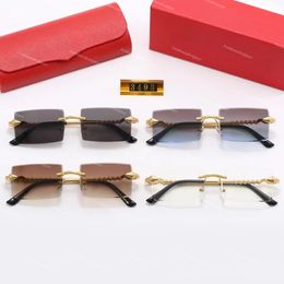 Men's Carti Glasses Designer Sunglasses Women Fashion rimless snake design Rectangle Coating Buffalo Horn Sunglass trend Eyeglass Eyewear Eyeglasses wholesale