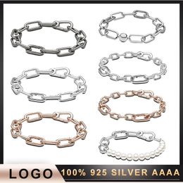 Bangle 2022 S925 Sterling Silver Winter Style Me Series Bracelet Round Interlocking Chain Women Original Fashion Jewelry Gift