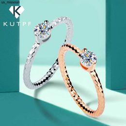 Band Rings Simplism 4mm Moissanite Diamond Ring S925 Sterling Silver Rose Gold Plated Wedding Band Engagement Finger Rings For Women KUTPF J230522