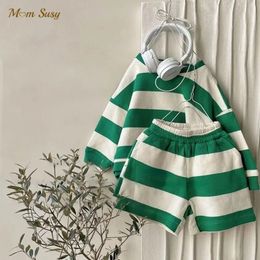 Clothing Sets Baby Girl Boy Cotton Striped Clothes Set Hoodie and Shorts 2pcs Infant Toddler Child Tracksuit Spring Autumn Summer 1 7Y 230520