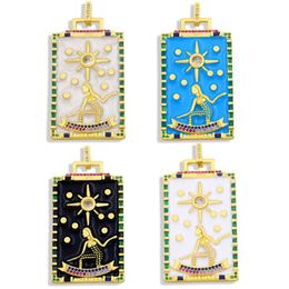 Pendant Necklaces Copper Large Gold Plated Enamel Necklace Pendants Cubic Zirconia Findings For Diy Jewelry Creation Pdta447Pendant