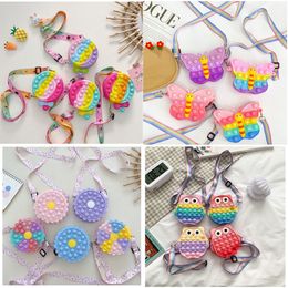 Silicone Decompression Toy Children Single Shoulder Diagonal Cute Cartoon Package Bubbles Coin Purse