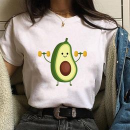 Women's T Shirts 2023 Women White Top Korean Fashion Avocado Vegan T-shirt Casual Short Sleeve Tshirts Harajuku Summer Cute Graphic Tee