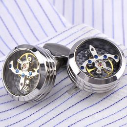 Men Cufflinks Movement Tourbillon Cufflink for Mens Mechanical Watch Steampunk Gear Cuff Links Gifts for Men Shirt Accessories