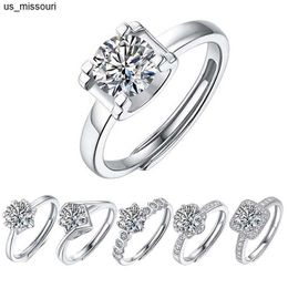 Band Rings 1 23 Moissanite Rings 100 925 Sterling Silver Lab Diamond Adjustable Opening Solid Ring Classic Wedding Band Jewelry J230522