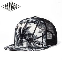 Ball Caps PANGKB Brand Summer Coconut Tree Cap Superior Quality Mesh Breathable Snapback Hat Adult Outdoor Beach Vacation Sun Trucker