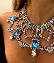 Necklaces New Luxury Fashion Square Stone Rhinestone Necklace Exquisite Atmospheric Ladies Necklace Bridal Wedding Jewellery Holiday Gift