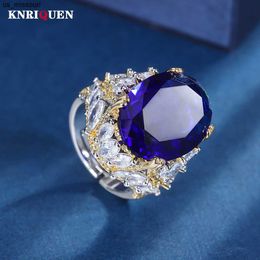 Band Rings Vintage 1520mm Sapphire Rings for Women Gemstone High Carbon Diamond Wedding Band Party Cocktail Fine Jewellery Gift Accessories J230522