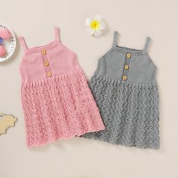 Girl Dresses Baby Sweater Dress Knitted Summer Born Skirt Fashion Cute Toddler Infant Clothing Sleeveless One Piece Overall 0-24M