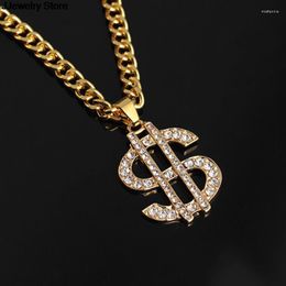 Chains US Dollar Money Pendant Necklaces Gold Colour Long Chain Necklace Men Women Accessories Hip Hop Jewellery