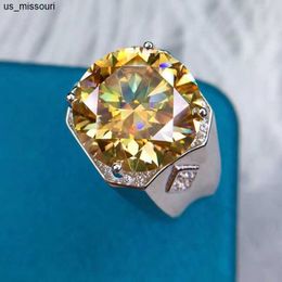 Band Rings New Domineering Men's Moissan Diamond Ring Lucky Yellow Noble Yellow Diamond Hearts Arrows Cut 10 Jewellery Accessories J0529