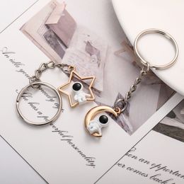 Creative Design Star Moon Keychain Astronaut Couple Keychain Sweet Romantic Jewelry Backpack Pendant
