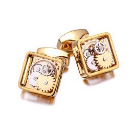 KFLK Luxury Shirt Gift Cufflinks for Mens gift Brand Wedding Cuff links Mechanical gear Button Custom male High Quality