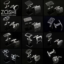 Fashion Men's Business Cufflinks Silver Plated Black Square Round Rectangle French Shirts Sleeves Cufflinks Father's Xmas Gifts