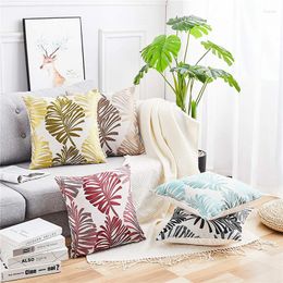 Pillow Linen Leaf Jacquard Sofa Decor Cover Single Side Embroidered Orange Green Red Pillowcase Office Car Chair