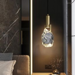 Pendant Lamps Nordic Light Luxury Bedroom Bedside Chandelier Post Modern Crystal Iron Creative Simple Personality Window Restaurant Bar