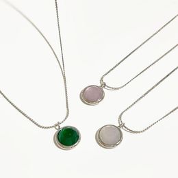 Chains Peri'sbox Platinum Plated Bezel Set Round Gem Stone Pendant Necklace For Women Natural Facted Crystal Quartz Minimalist