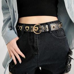 Belts Fashion Women PU Leather Designer Belt Female Cute Black Harajuku Ladies Pants Party Dress Heart For Jeans