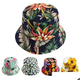 Party Hats Summer Women Hat Doublesided Wearing Cap Cherry Rose Sunflowers Sun Fisherman Drop Delivery Home Garden Festive Supplies Dh9Rw