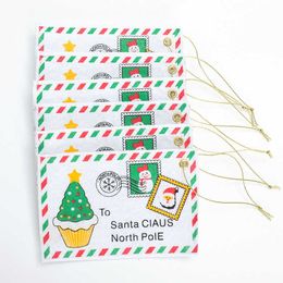 Christmas Decorations 2~20pcs Santa Claus Letter Envelope Embroidery Card Felt Christmas Decoration Ornament Navidad Christmas Decoration Home Decor