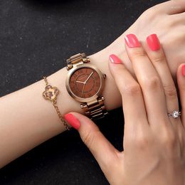 Wristwatches 2023 CRRJU Rose Gold Women Watch Feminine Business Quartz Top Female Wrist Girls