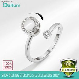 Band Rings Daifuni Anti Stress Anxiety 925 Sterling Silver Cymophane Rings For Woman Open Adjustable Spinner Rotate Freely Lady Jewellery J230522