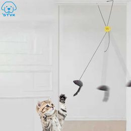Cat Toys Funny Cat Toys Self-hey Hanging Door Mouse Retractable Plush Mice Stress Relieve for Living Room Hanging Kitten Toys Interactive G230520